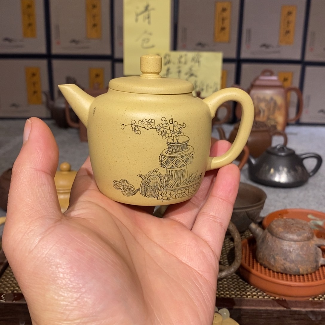 紫砂茶壶半手高温段泥不吐黑190cc汲直