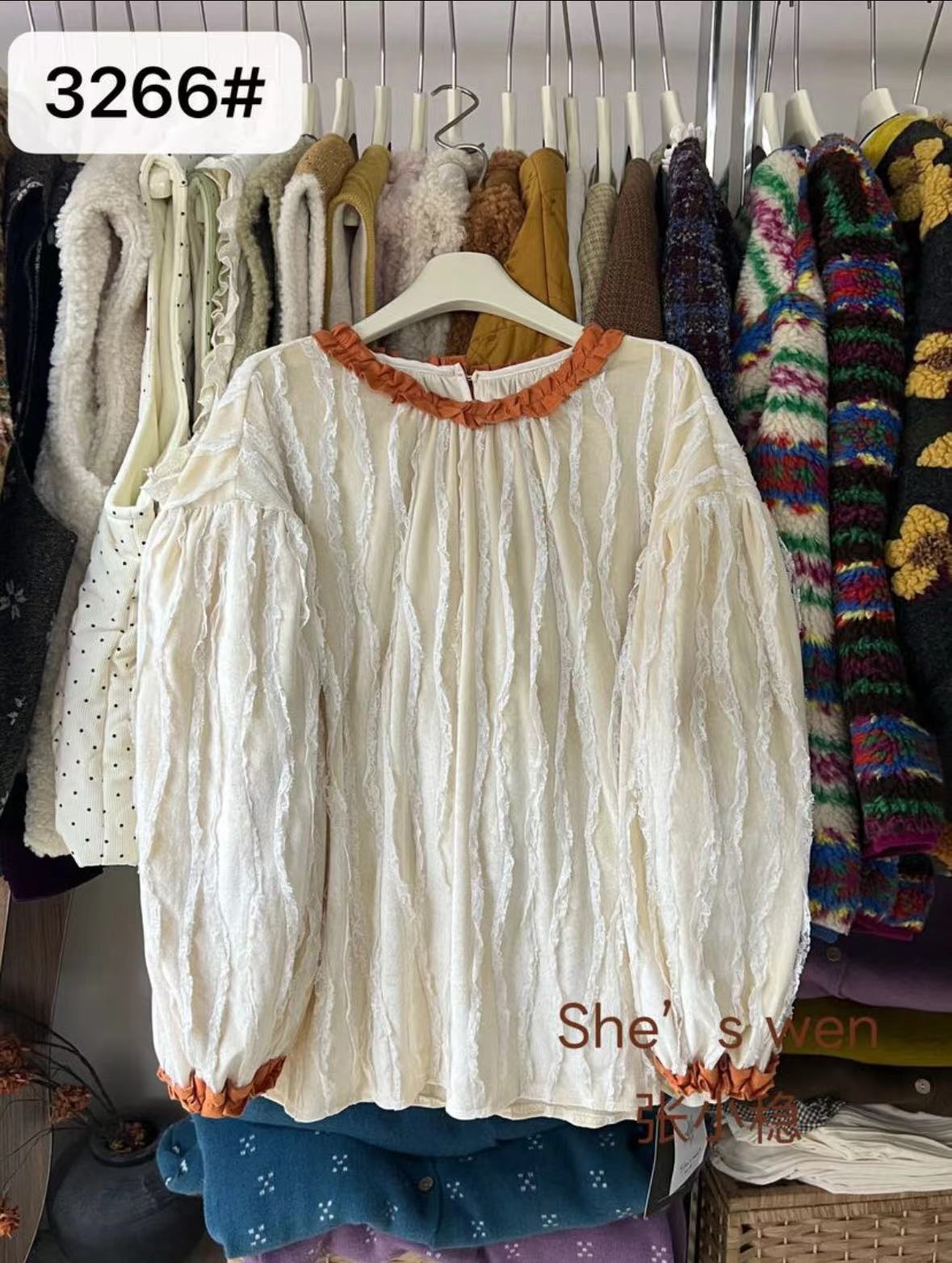 米多多  ZXW#3266#花边丝绒衬衣 kc