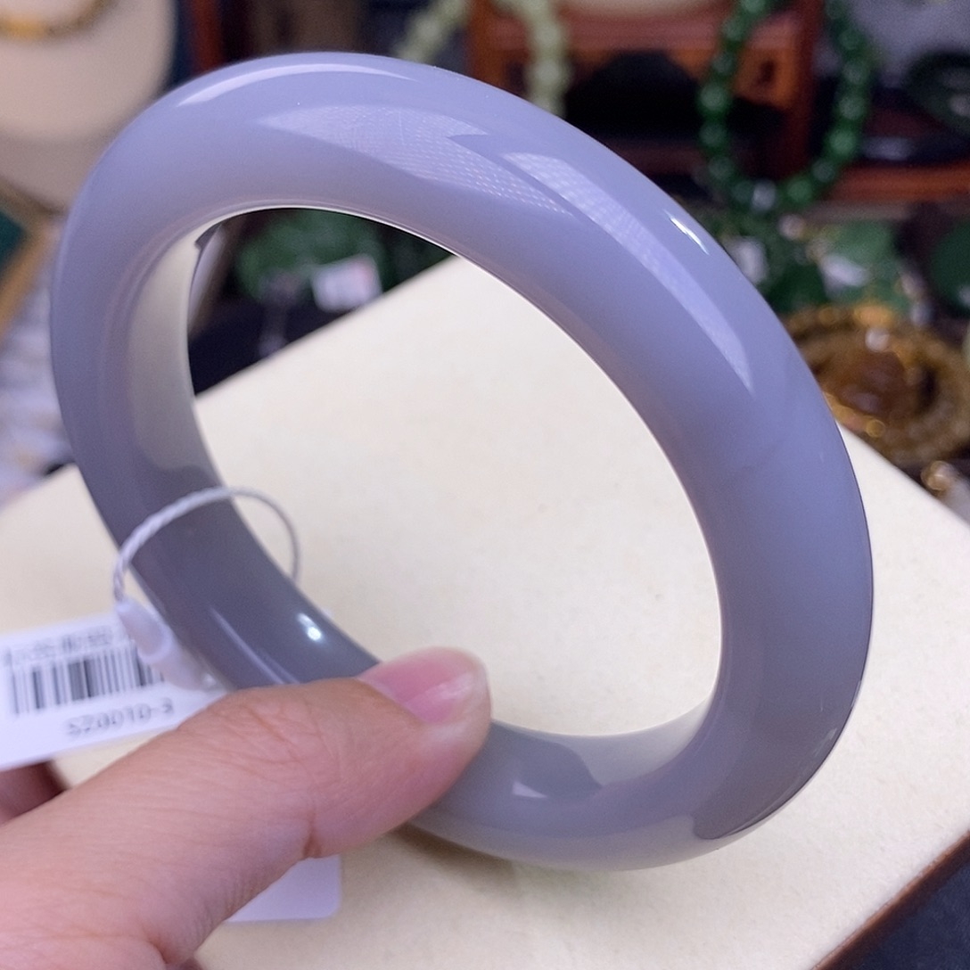 和田玉59 浓烟紫葡萄紫冰底手镯天花板清货未镶嵌