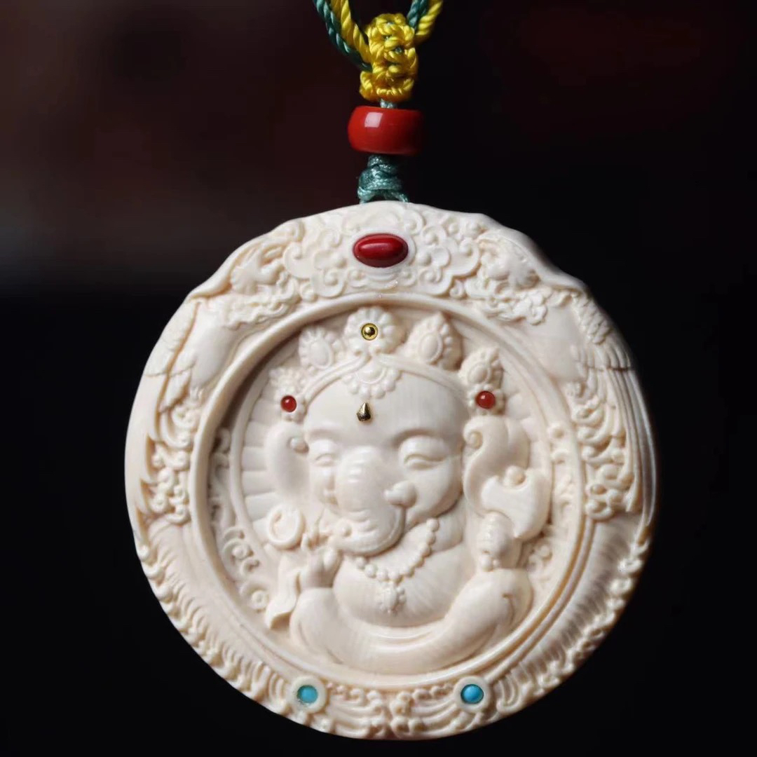 H1089天然猛犸牙 象神圆牌47x8mm18.6克支持鉴定 假一罚四