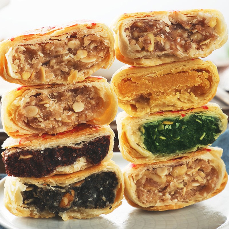 功德林净素中秋传统老式月饼无添加蔗糖五仁豆沙椒盐酥饼