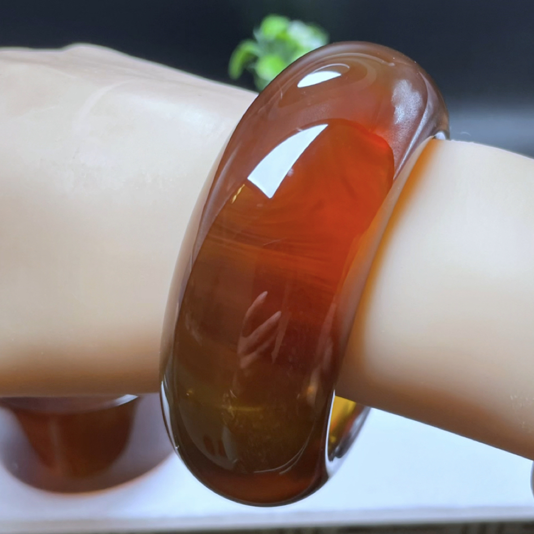 【李氏珠宝】精品57圈27.5宽血红蜜鸿运当头手镯无瑕疵天然缅甸琥珀