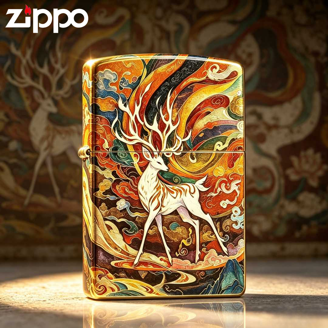 ZIPPO/之宝打火机常规镀银浮雕彩绘【九色鹿】正品送男友礼物七夕