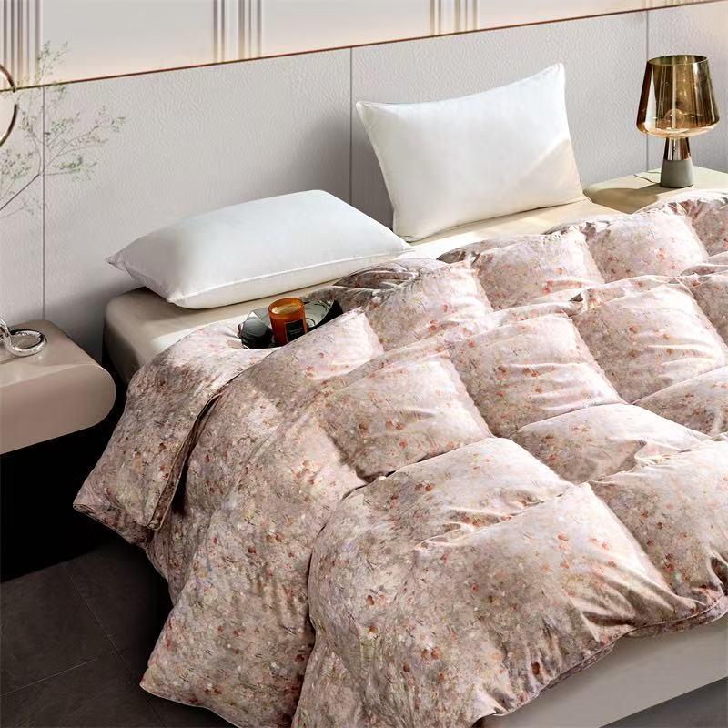 现场充绒 高蓬松印花冬被春秋被保暖被芯羽绒被