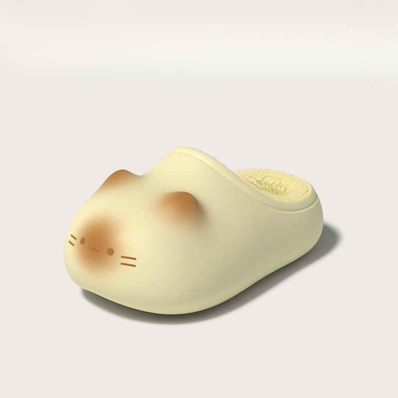 可爱卡通猫咪炭烧小猫爪子脚印拖鞋冬居家外穿防水防滑月子鞋MJH
