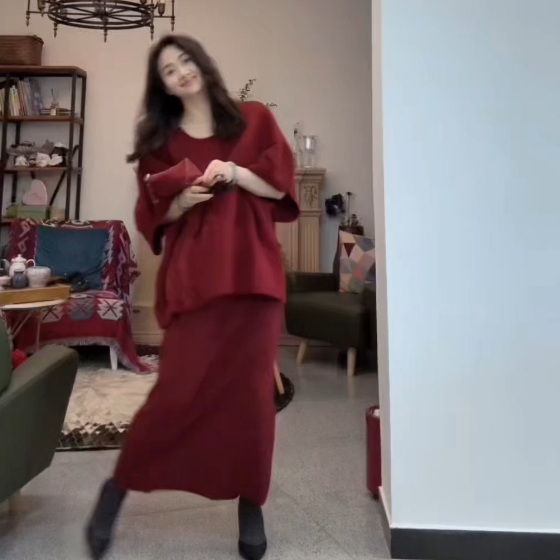 【SHYLOCK FASHION】新年穿着玩系列/法式100%羊毛针织裙气质套装