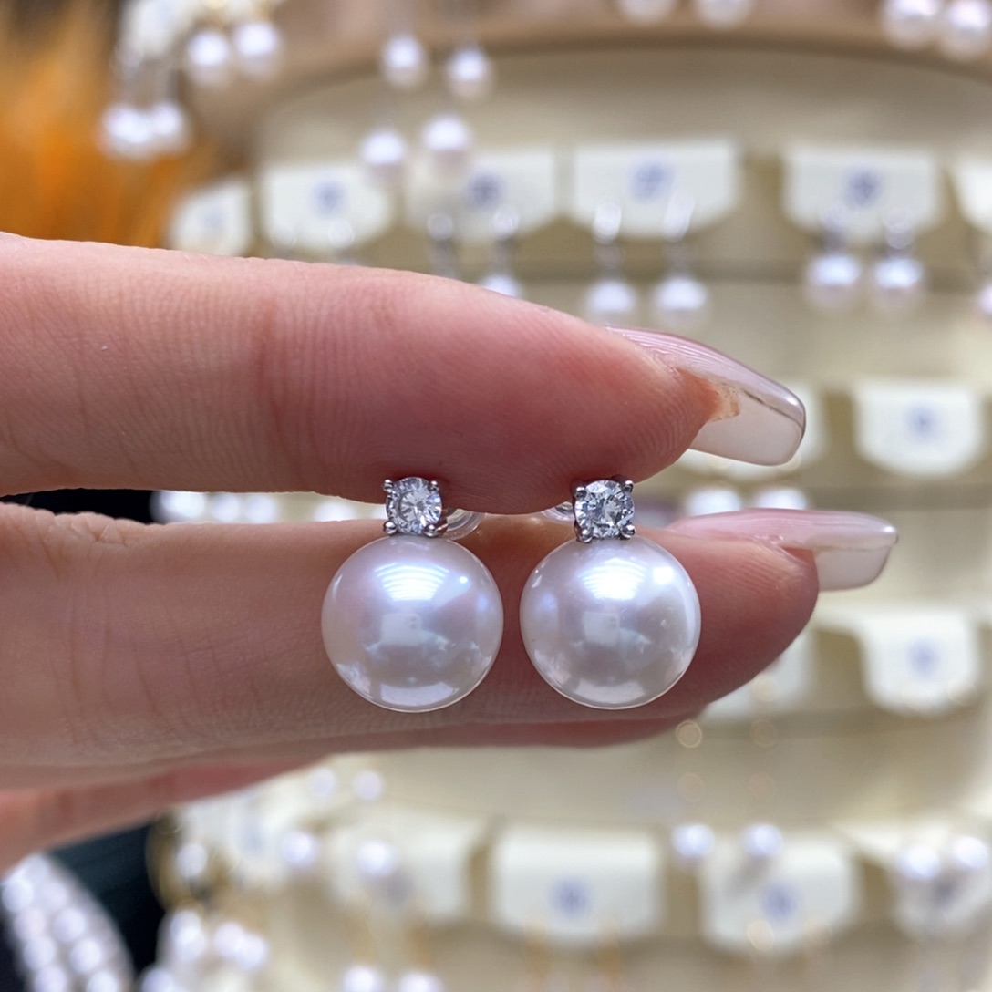 淡水珍珠耳饰银S925镶嵌