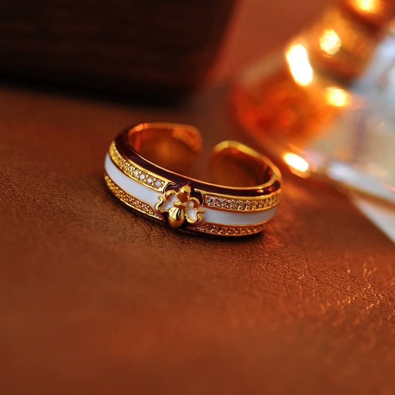 铜合金戒指 简约高级感对戒18k金色女士戒指ins潮流情侣指环