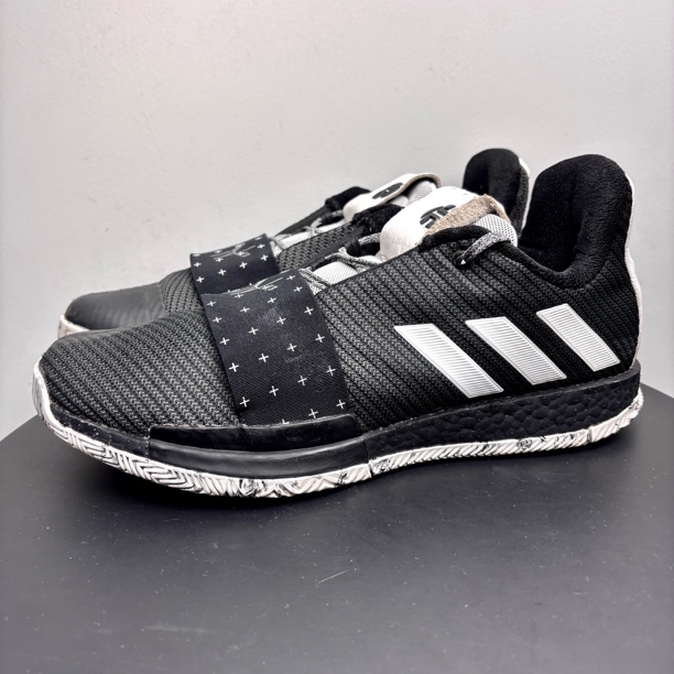 95新 adidas/阿迪达斯 46码 哈登3 黑白 正品 中古球鞋（内侧补胶