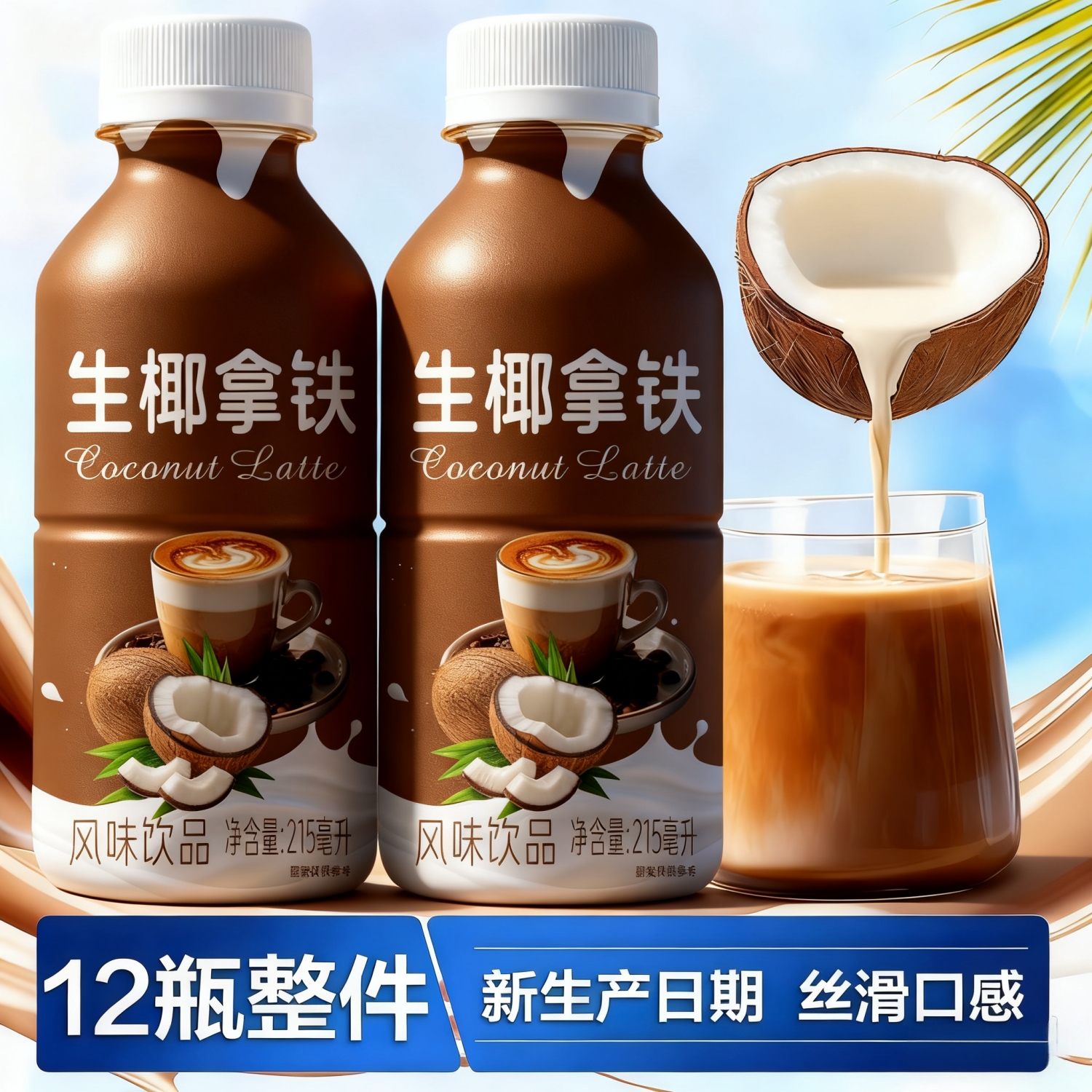 【整箱12瓶】生椰拿铁咖啡215ml*12瓶爆款整箱提神饮料原味整箱咖啡