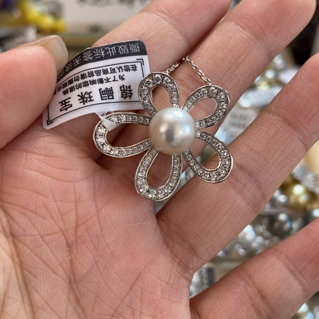 海水珍珠银S925镶嵌颈饰