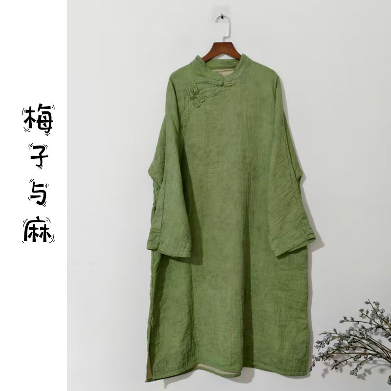 【大梅子推荐】设计款亚麻盘扣袍子MXA1091M（衣长110胸围130）