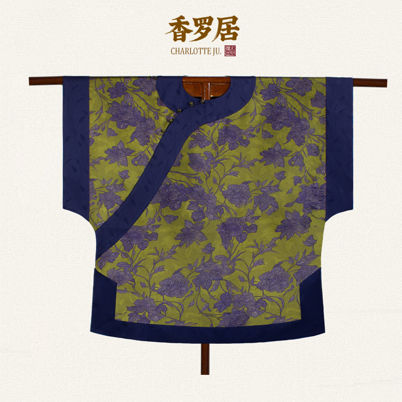 【十万八千件】中式国风宽松手迁边100%桑蚕丝香云纱连衣裙印花袍子