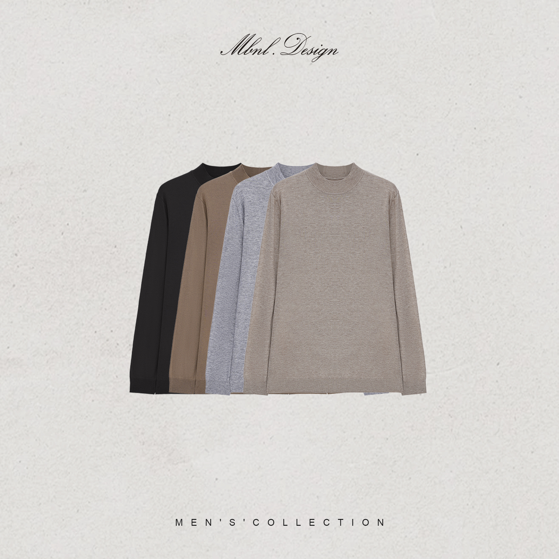 MBNL-F「气质半高领」秦磊男装-双股45支羊毛混纺纱线针织衫X710