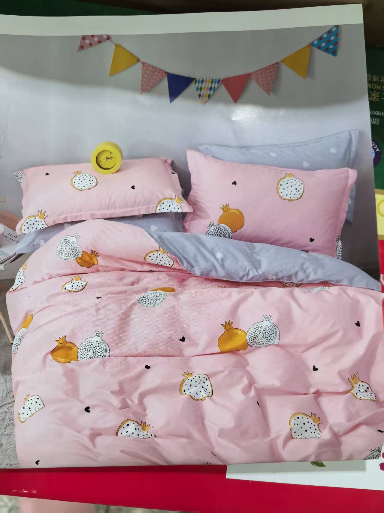 《厚广家》3楼160×210单人全棉三件套 发1套 粉色石榴款