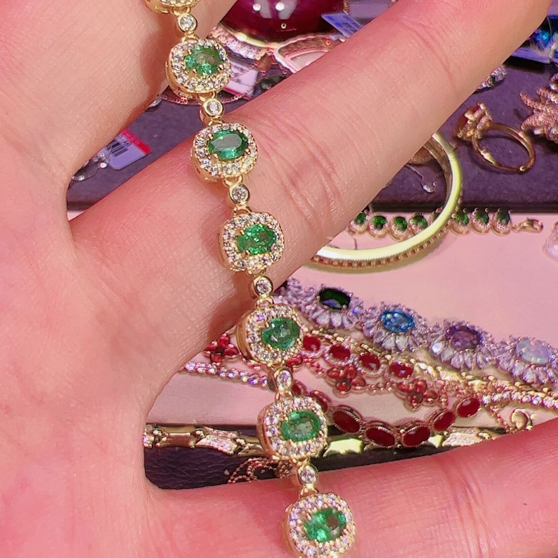 祖母绿手链银S925镶嵌