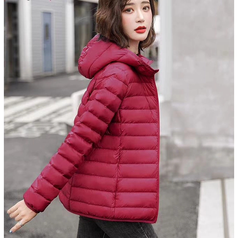 秋冬新款纯色轻薄羽绒服女士外穿立领连帽两款任选保暖超轻外套