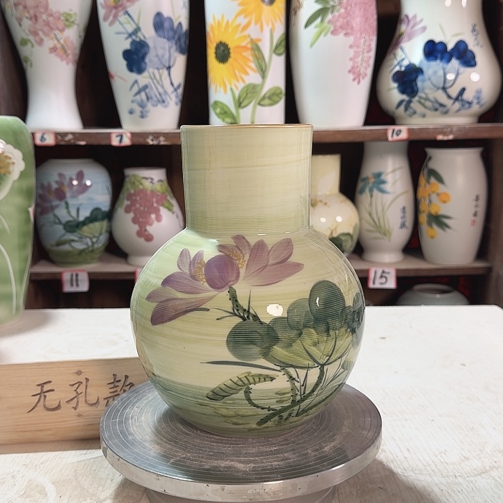 陶天球油画荷花陶瓷