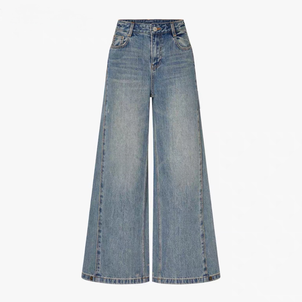 2248【神裤】牛仔裤2025冬新品棉解构蓝中腰牛仔阔腿裤