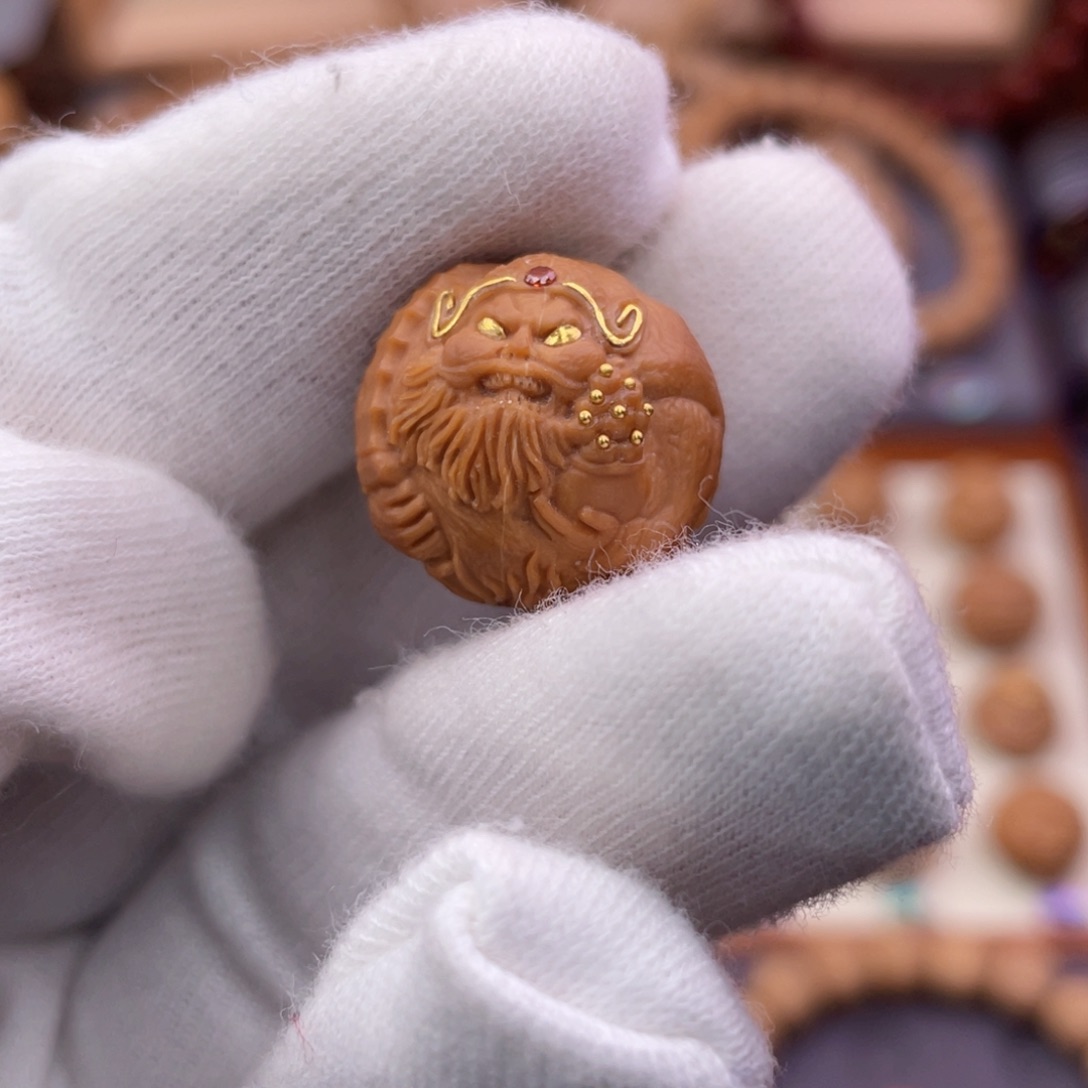 猴头核桃吊坠满工黑虎赵公明财神