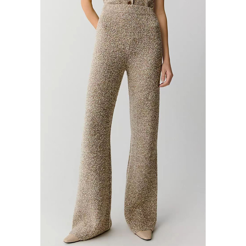 原厂特价清！拍完则无！工坊原纱特种无染色结子纱针织直筒裤A15381