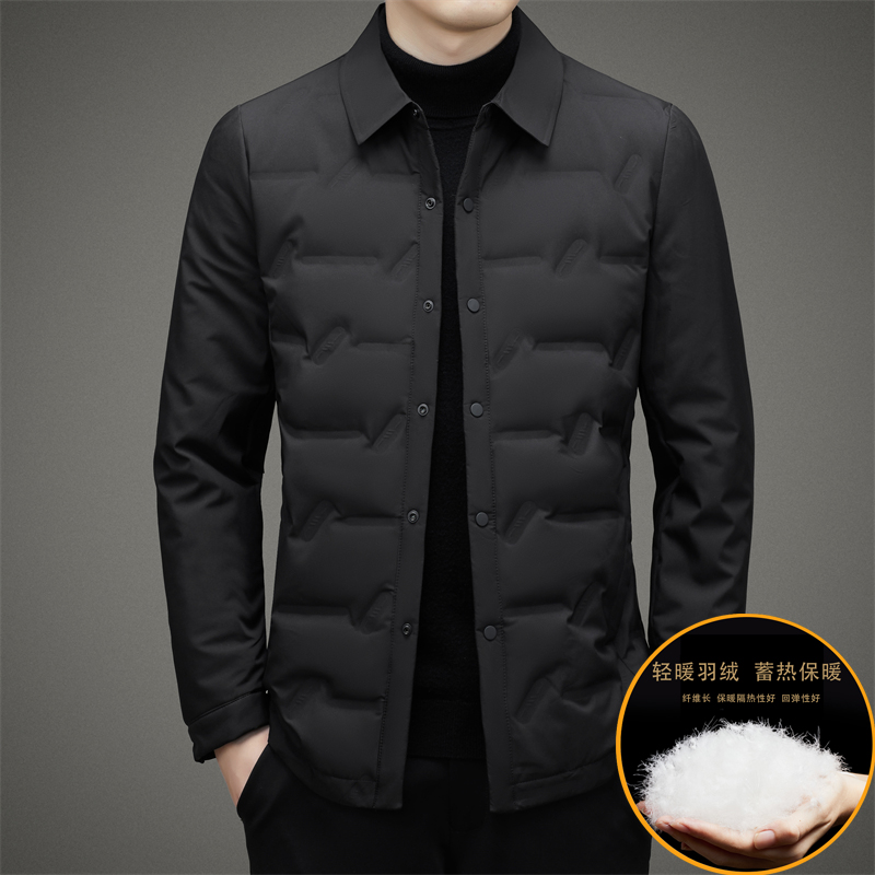 波司登极地白鸭绒羽绒服商务秋冬上衣翻领纯色薄款休闲男外套适配