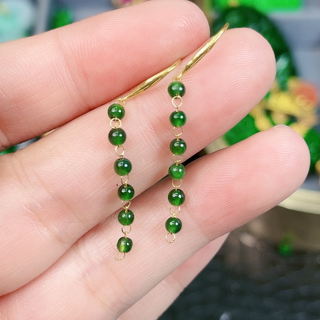 翡翠项链18K金镶嵌耳饰