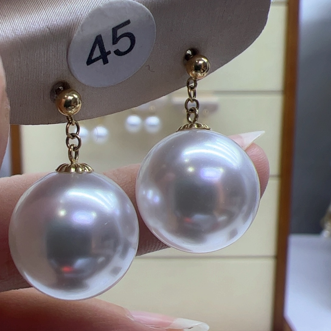 淡水珍珠耳饰18K金镶嵌