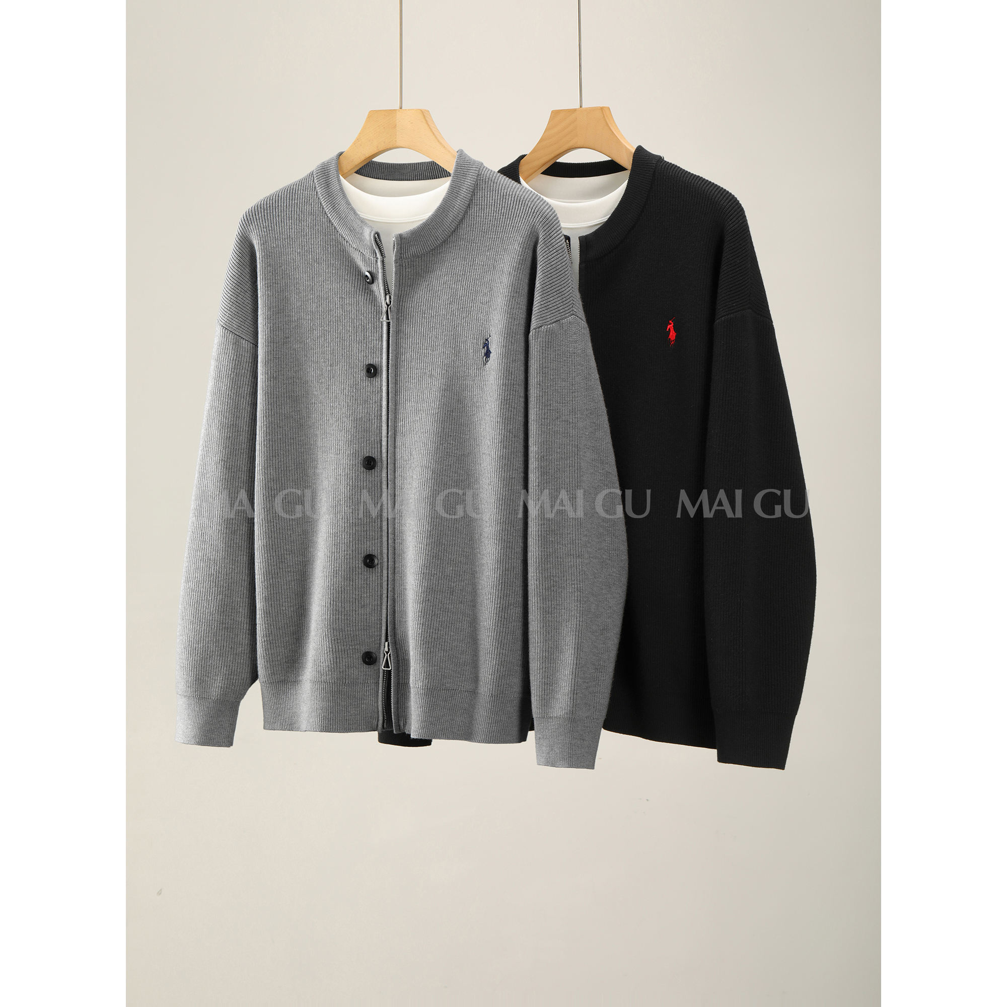 【拉柜裁缝】【莱赛尔混纺】秋冬原创纽扣设计高级感拉链圆领针织开衫