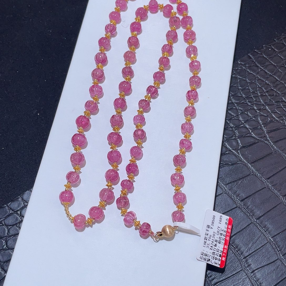 碧玺项链18K金镶嵌m**o碧玺项链