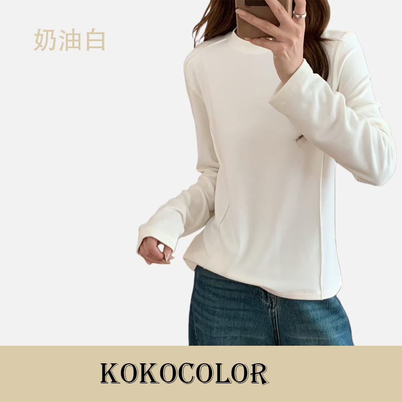 【koko定制】绒感立体鱼骨线显瘦打底衣-纸片人