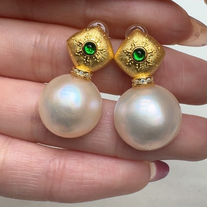 拼合珍珠（马贝珠）耳饰银S925镶嵌