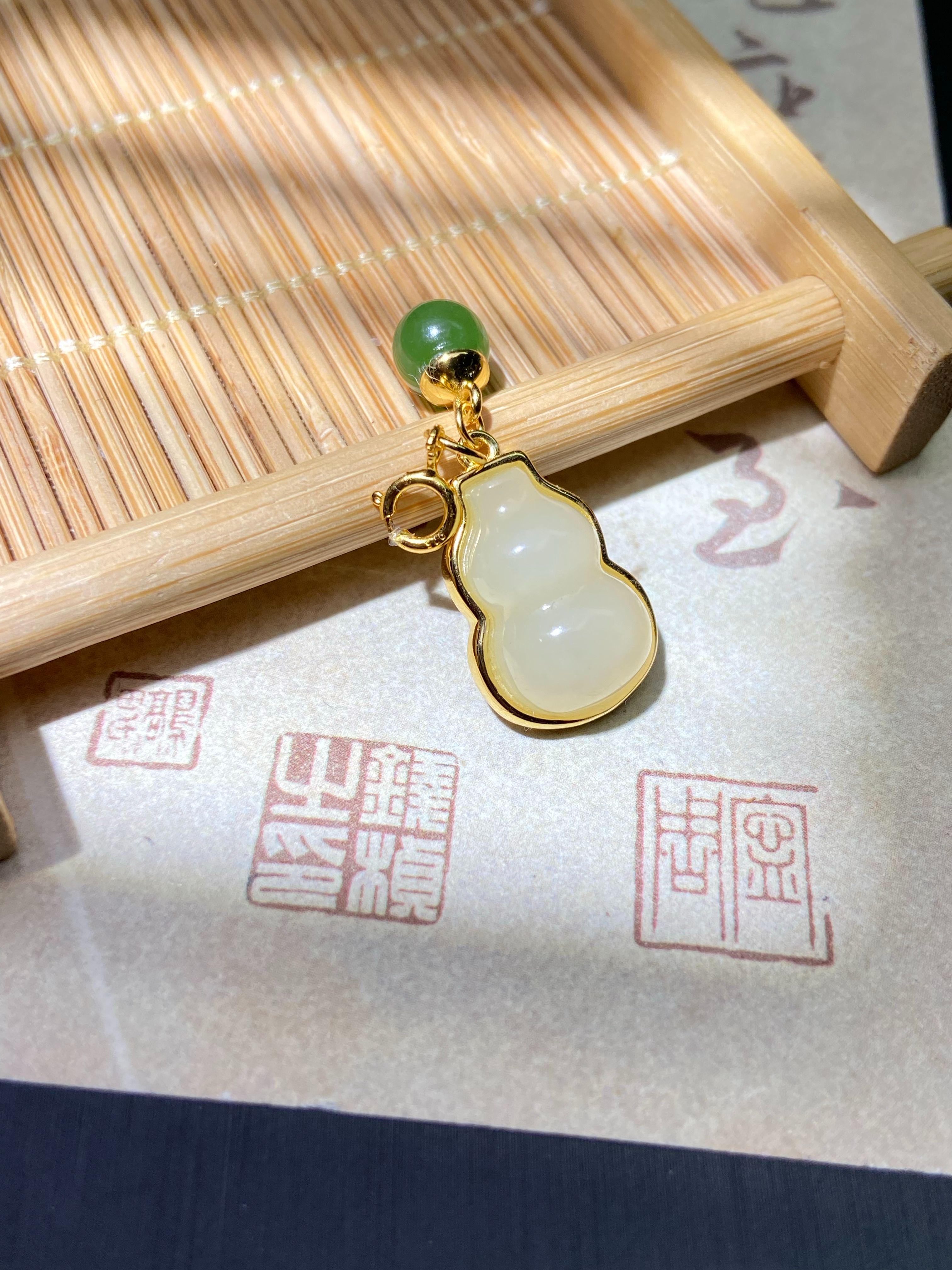 S925银和田玉葫芦吊坠（多样性发一）2504290062