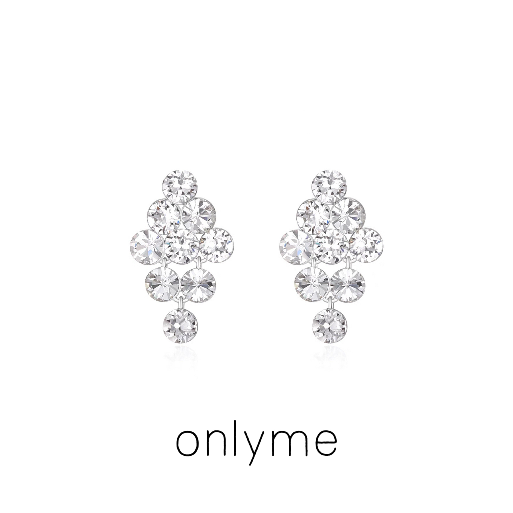 铜合金合成锆石耳饰 菱形闪耀流苏耳环女气质高级感精致百搭耳坠