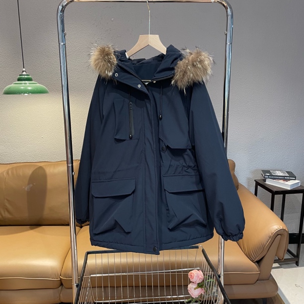 新疆包邮【25952】连帽加绒派克服-衣长74