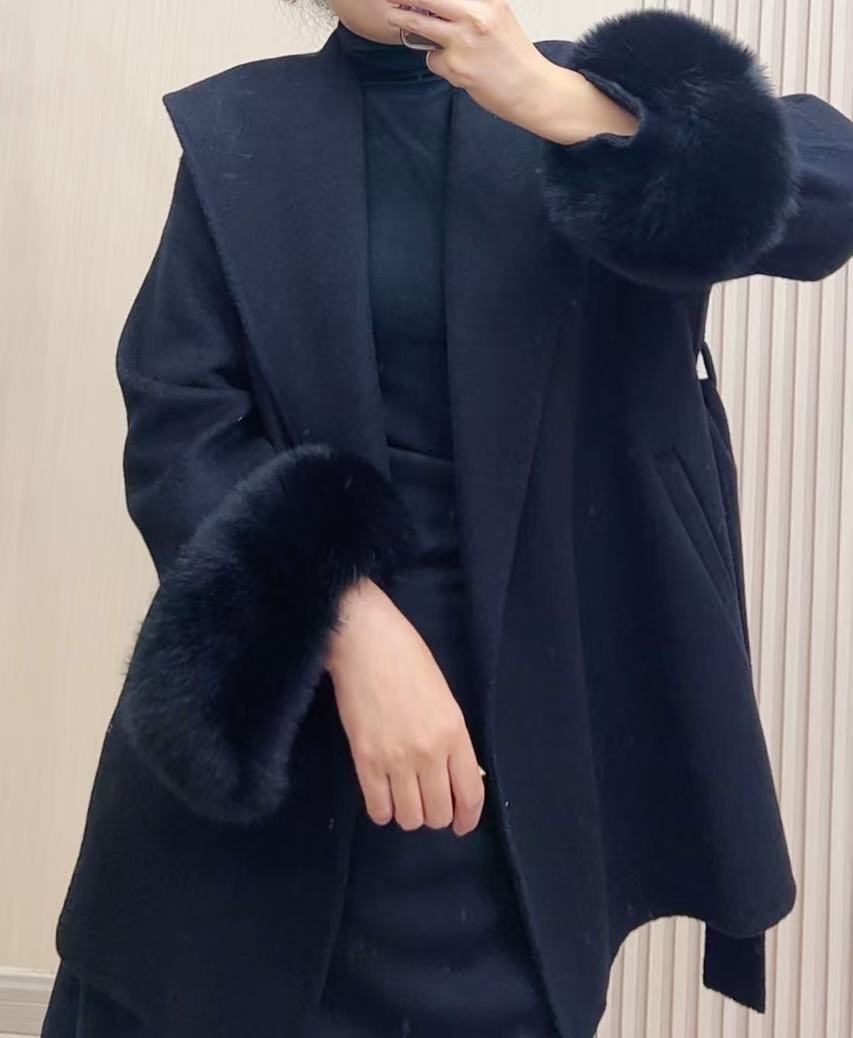 毛毛大衣双面羊绒大衣外套气质韩版