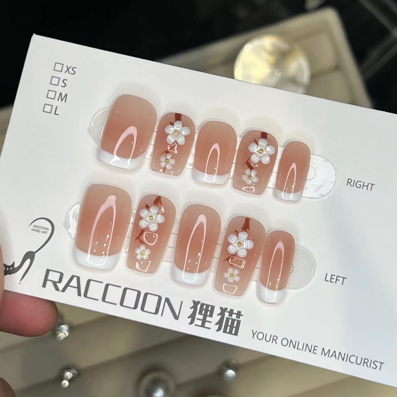 法式樱花 纯手工穿戴甲 可反复穿戴