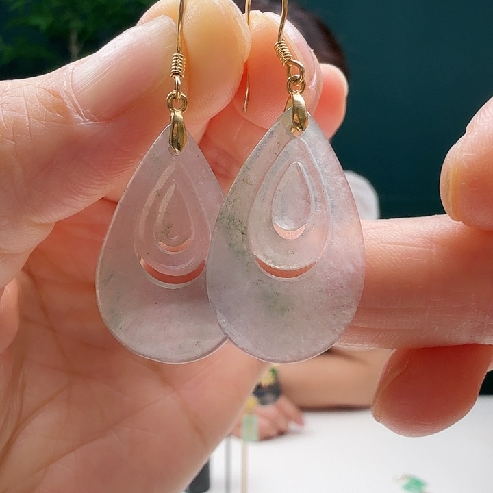 翡翠银S925镶嵌耳饰天然