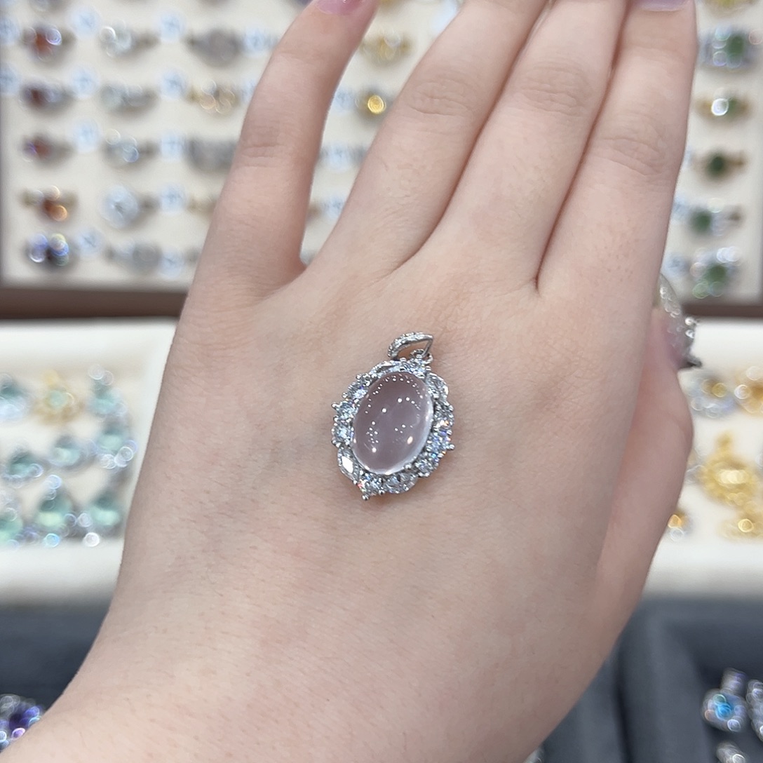 蛇纹石玉戒指项链戒指银S925镶嵌l****i