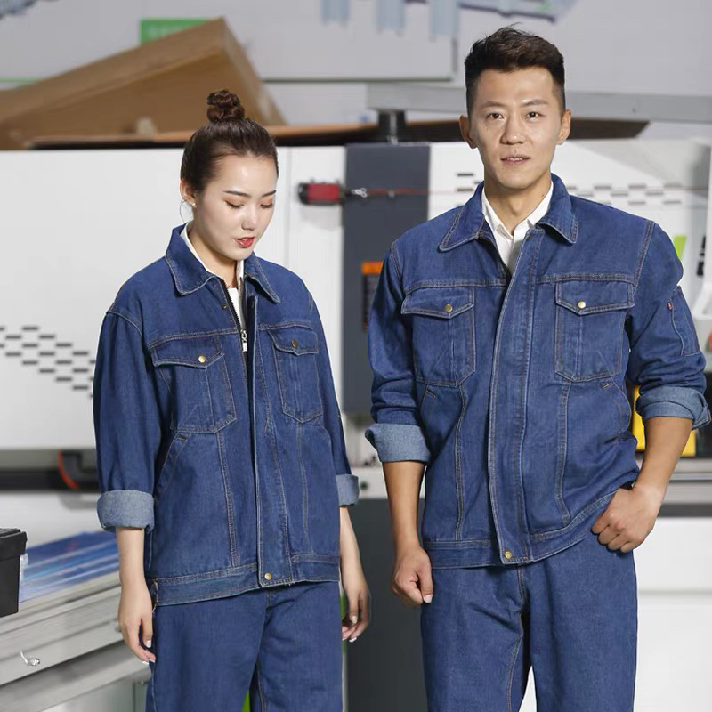 纯棉工作服套装男女电焊工劳保服加厚防烫汽修车间工装牛仔工作服