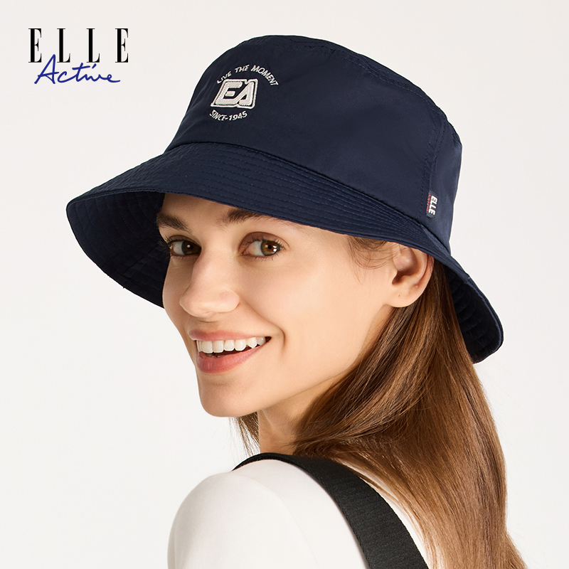 ELLE Active经典四季款时尚休闲渔夫帽女士字母帽子防晒帽遮阳帽