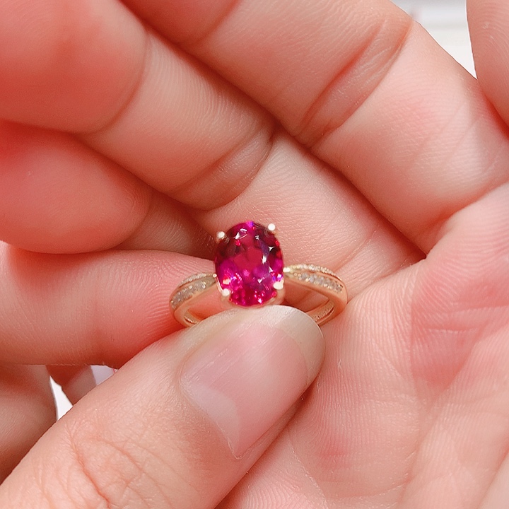 石榴石戒指银S925镶嵌7✖️9