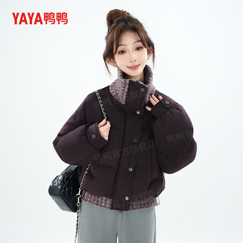 YAYA/鸭鸭90绒羽绒服女短款翻领时尚小个子韩版外套YYDS2H250038