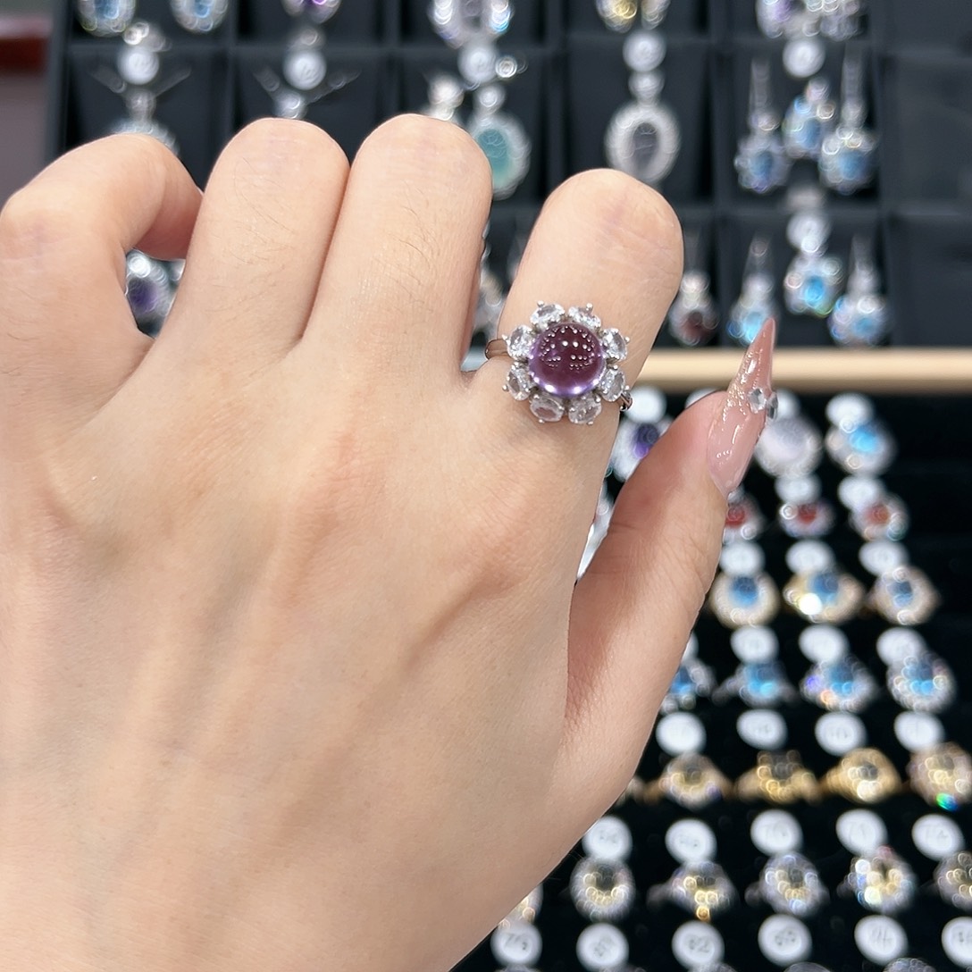 黄晶戒指银S925镶嵌戒指