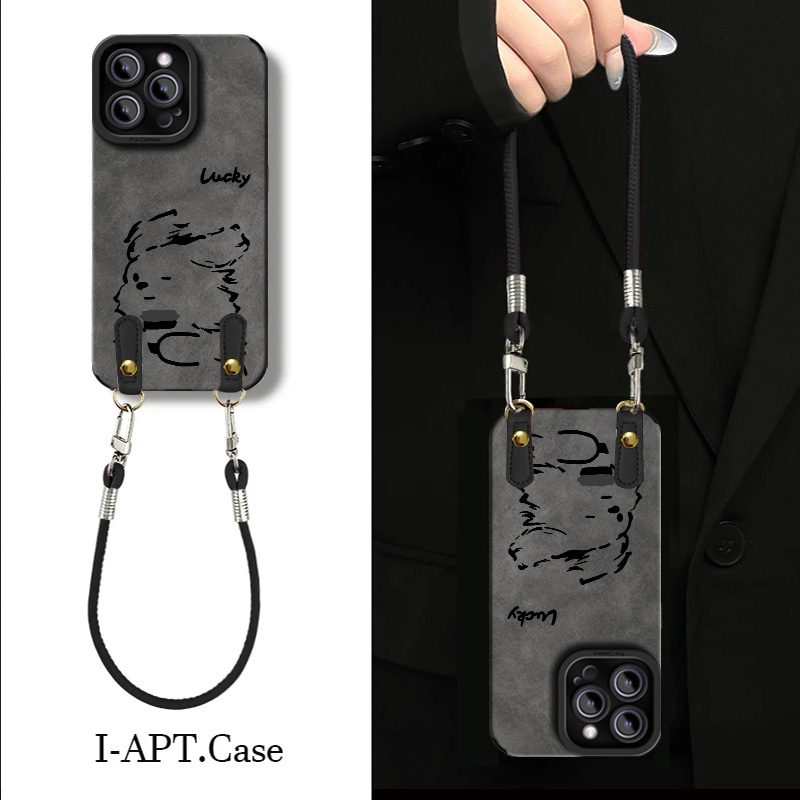 咖啡小狗iphone16手机壳适用华为oppovivo荣耀小米红米iqoo皮纹套