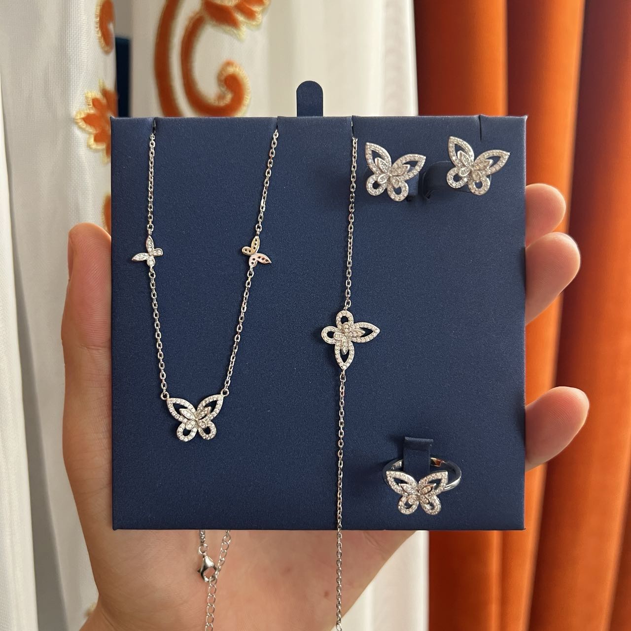 坠链均足银 爱敏纯银首饰套装170155