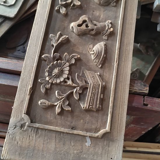 南***店香榧木老木雕老花板一片