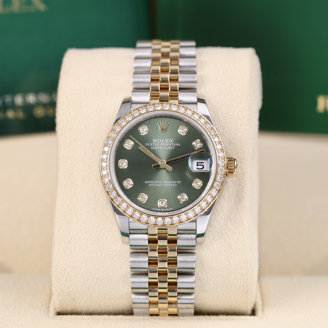 95新 Rolex/劳力士 278383橄榄绿盘面 原钻圈 钻刻2021年8月保卡