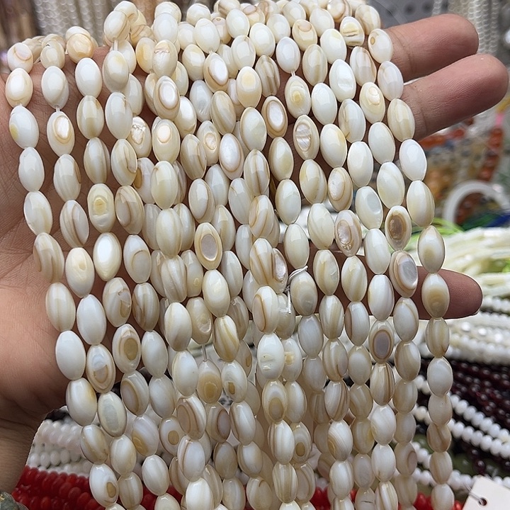 玛瑙/玉髓未镶嵌珠宝半成品一条6/10mm左右贝壳米珠
