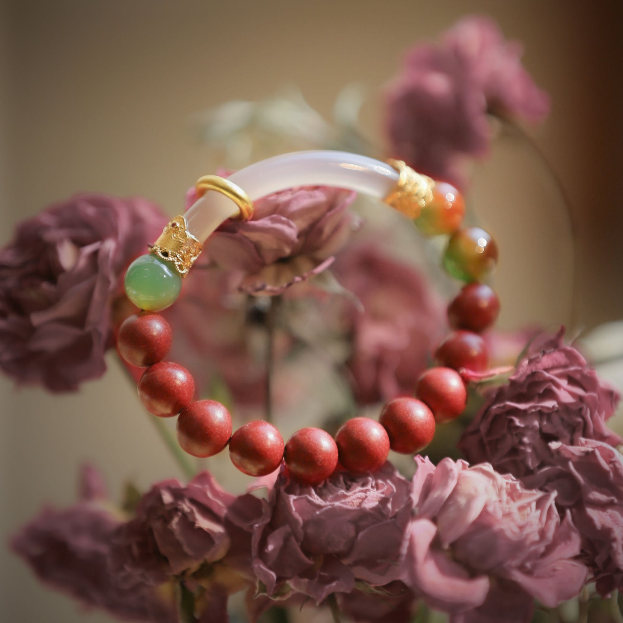 【颜若玫华】半镯手串五珠手串非遗工艺古法合香珠手作新国风